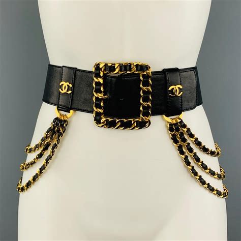 chanel classic black belt